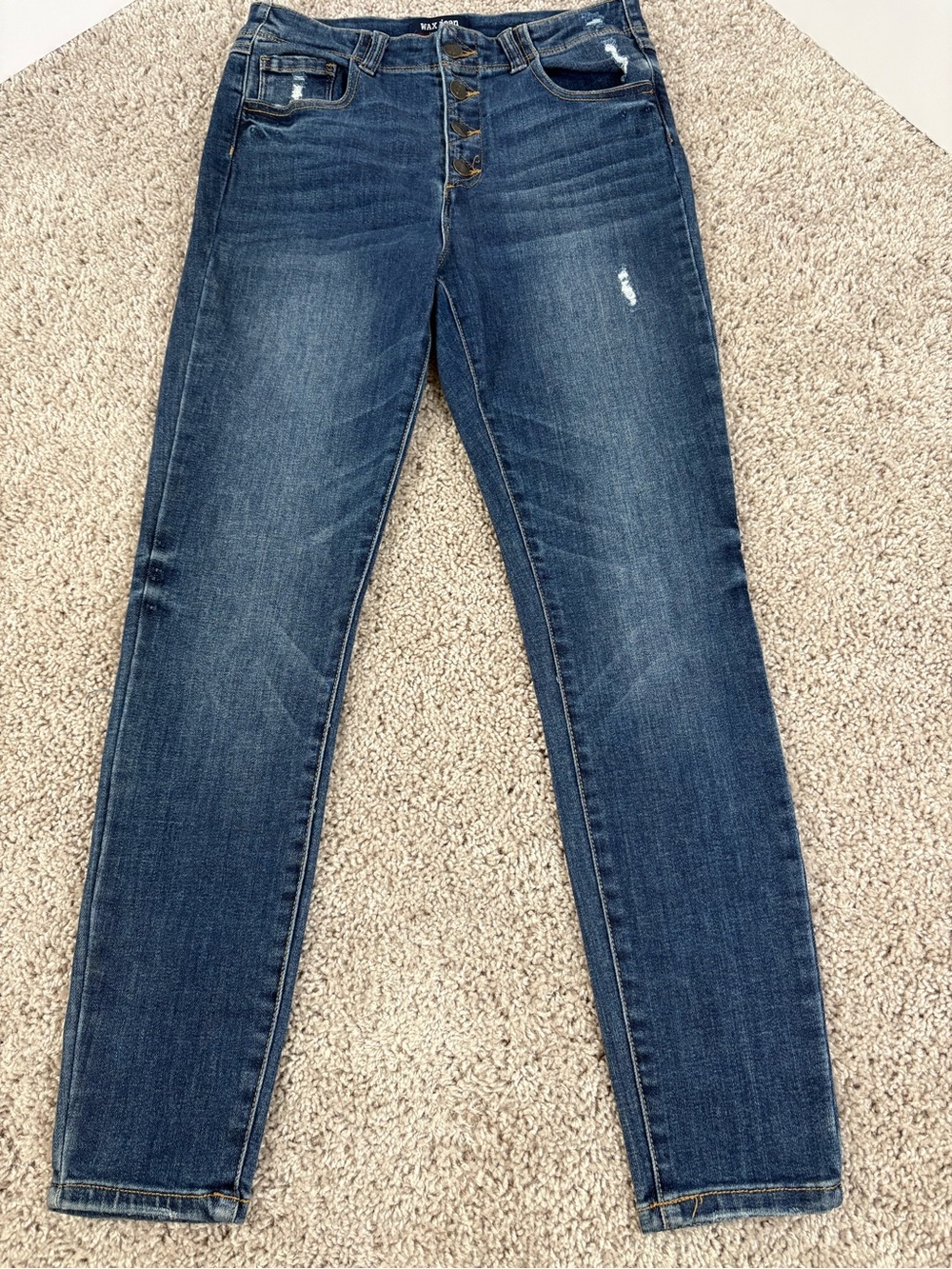 Women’s Blue High-Rise Button-Fly Skinny Jeans